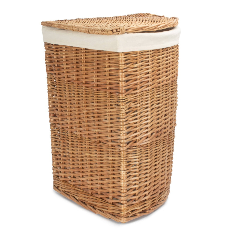 Light Steamed Corner White Cotton Lined Laundry Baskets