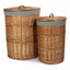 Red Hamper Light Steamed Round Linen Basket with Grey Sage Lining