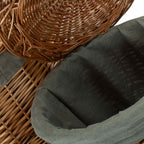 Red Hamper Light Steamed Round Linen Basket with Grey Sage Lining