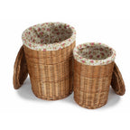 Light Steamed Round Garden Rose Lined Laundry Baskets