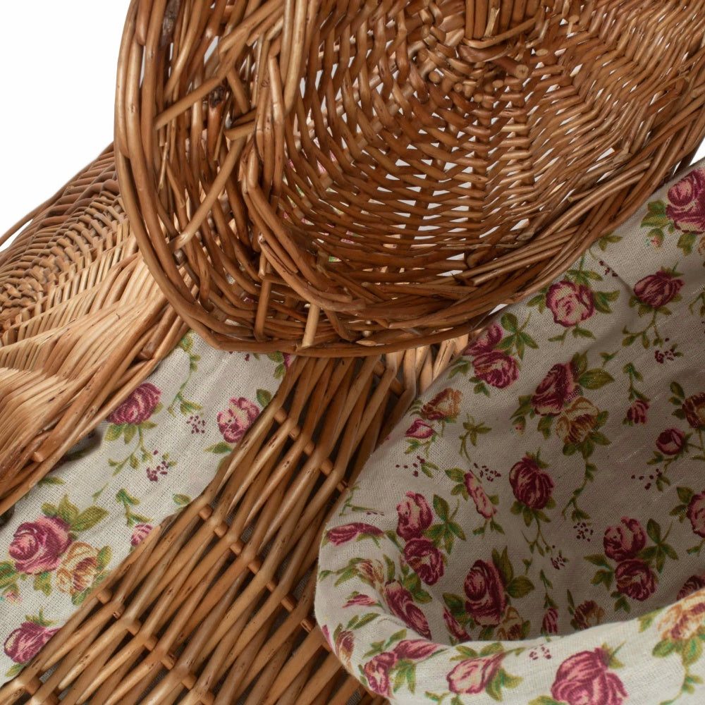 Light Steamed Round Garden Rose Lined Laundry Baskets