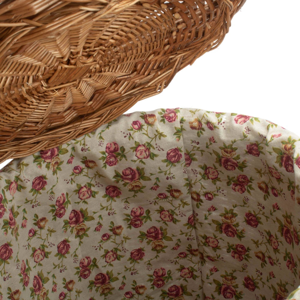 Light Steamed Round Garden Rose Lined Laundry Baskets