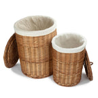 Light Steamed Round White Cotton Lined Laundry Baskets
