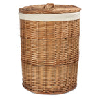 Light Steamed Round White Cotton Lined Laundry Baskets