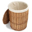 Light Steamed Round White Cotton Lined Laundry Baskets