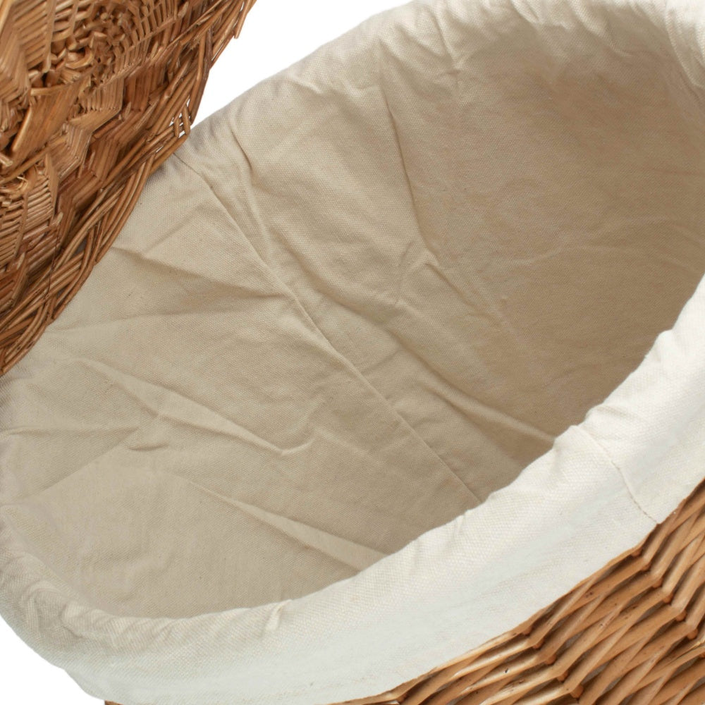 Light Steamed Round White Cotton Lined Laundry Baskets