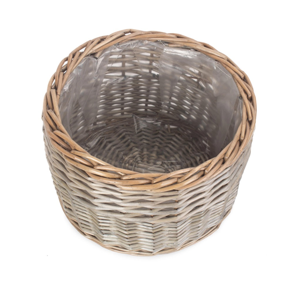 Round Antique Wash Wicker Planter Secondary image