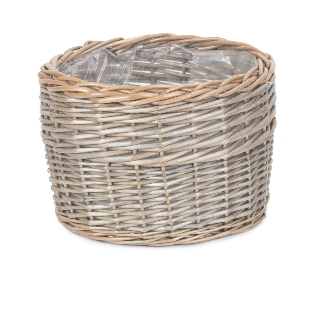 Red Hamper Round Antique Wash Wicker Planter