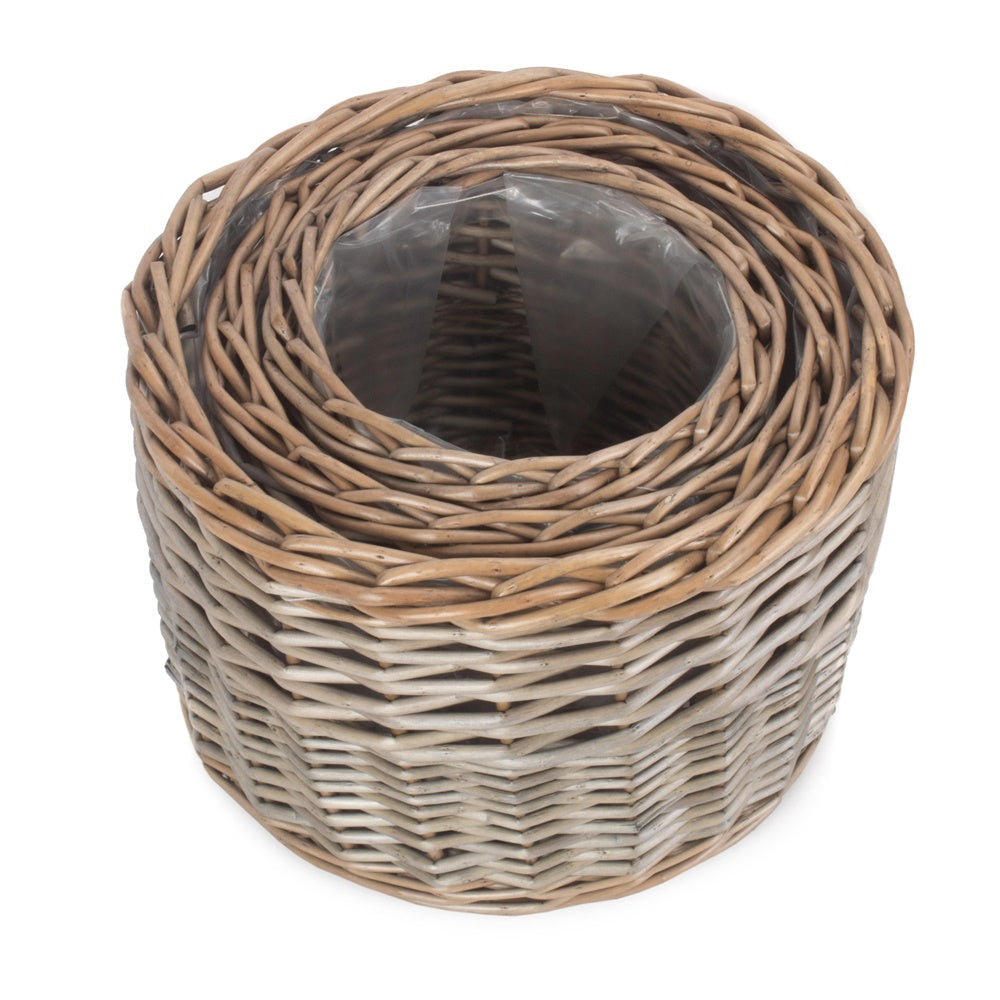 Red Hamper Round Antique Wash Wicker Planter
