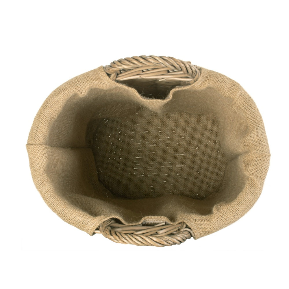 Small Oval Hessian Lined Log Basket