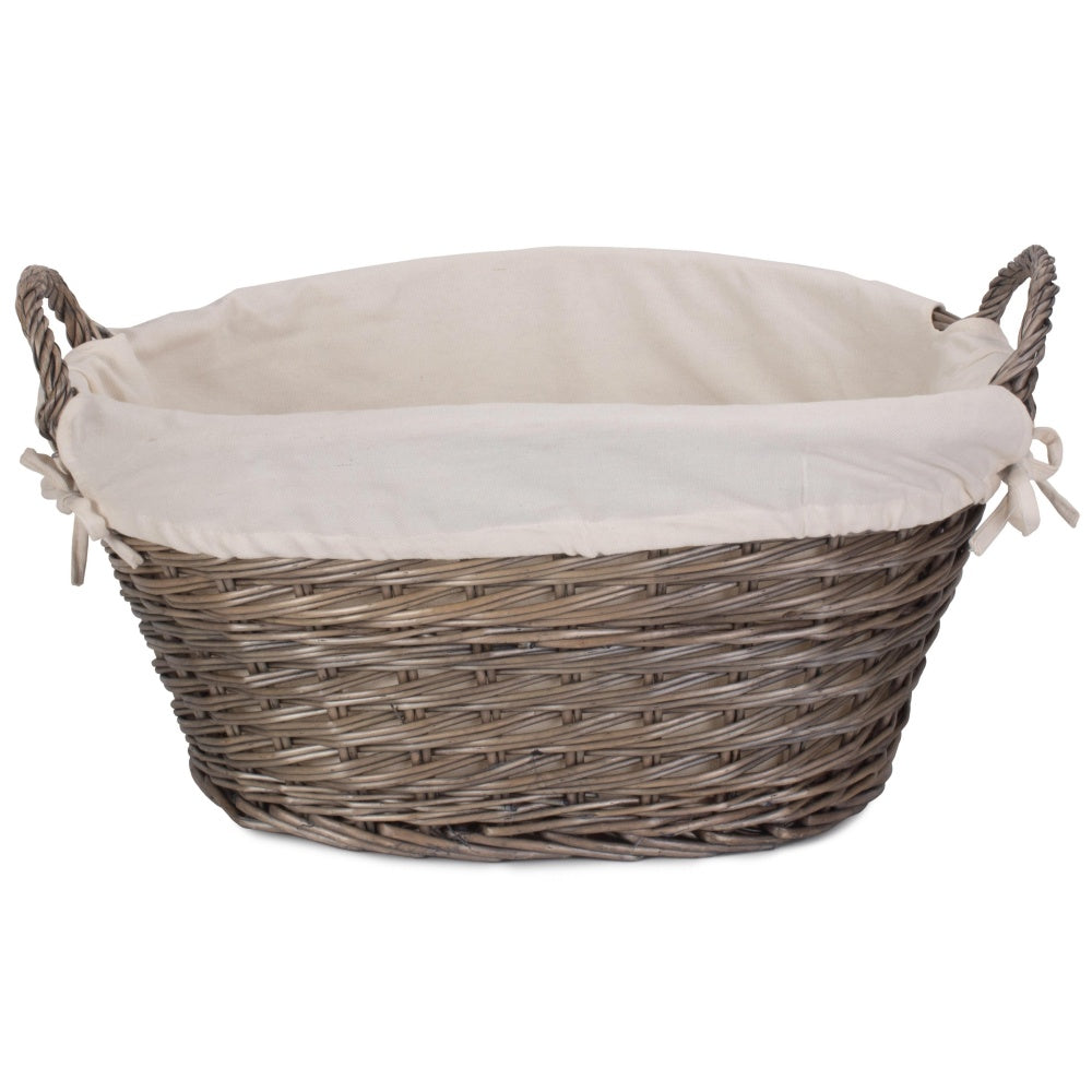 Small Wicker Wash Basket with White Lining Secondary image