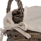 Small Wicker Wash Basket with White Lining