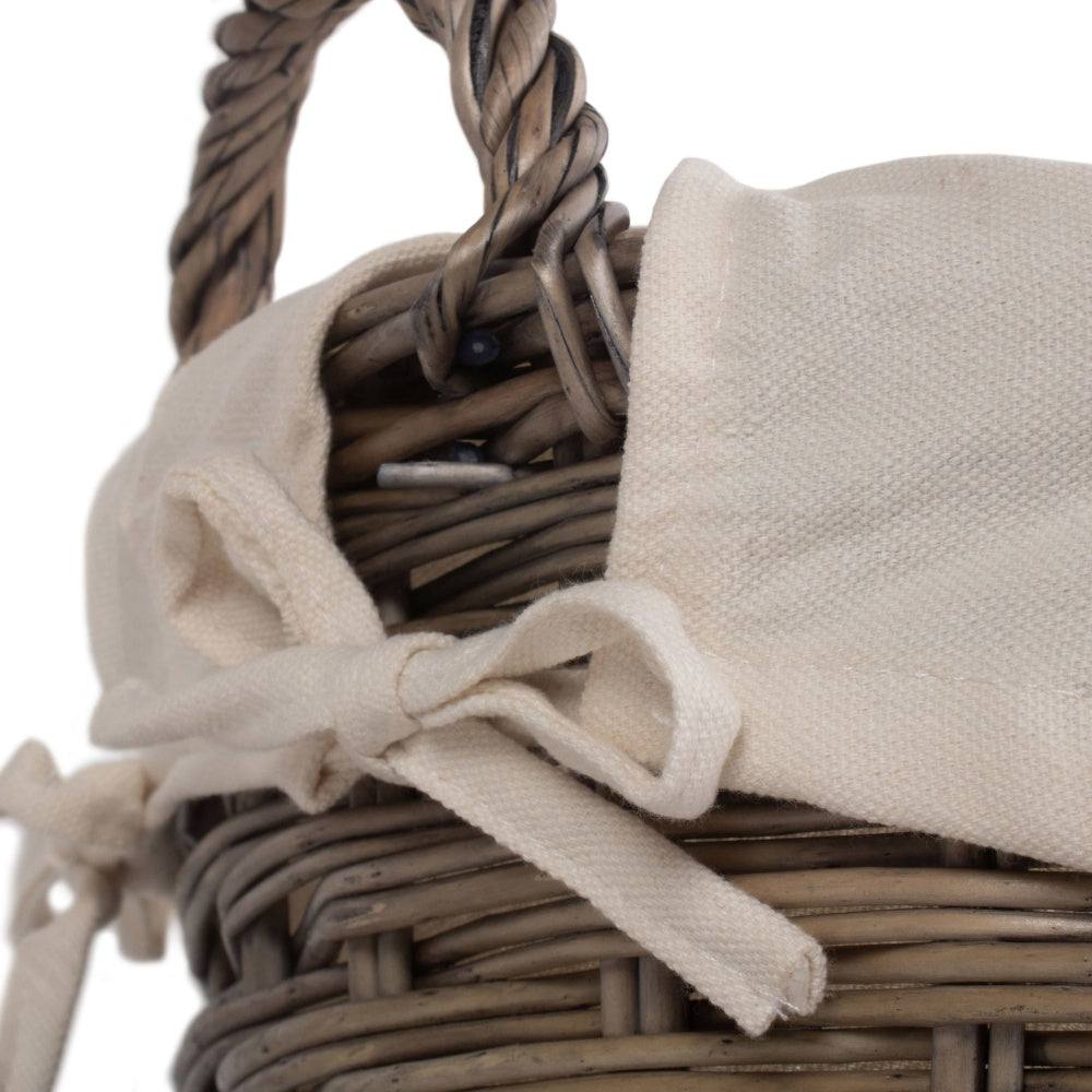 Small Wicker Wash Basket with White Lining