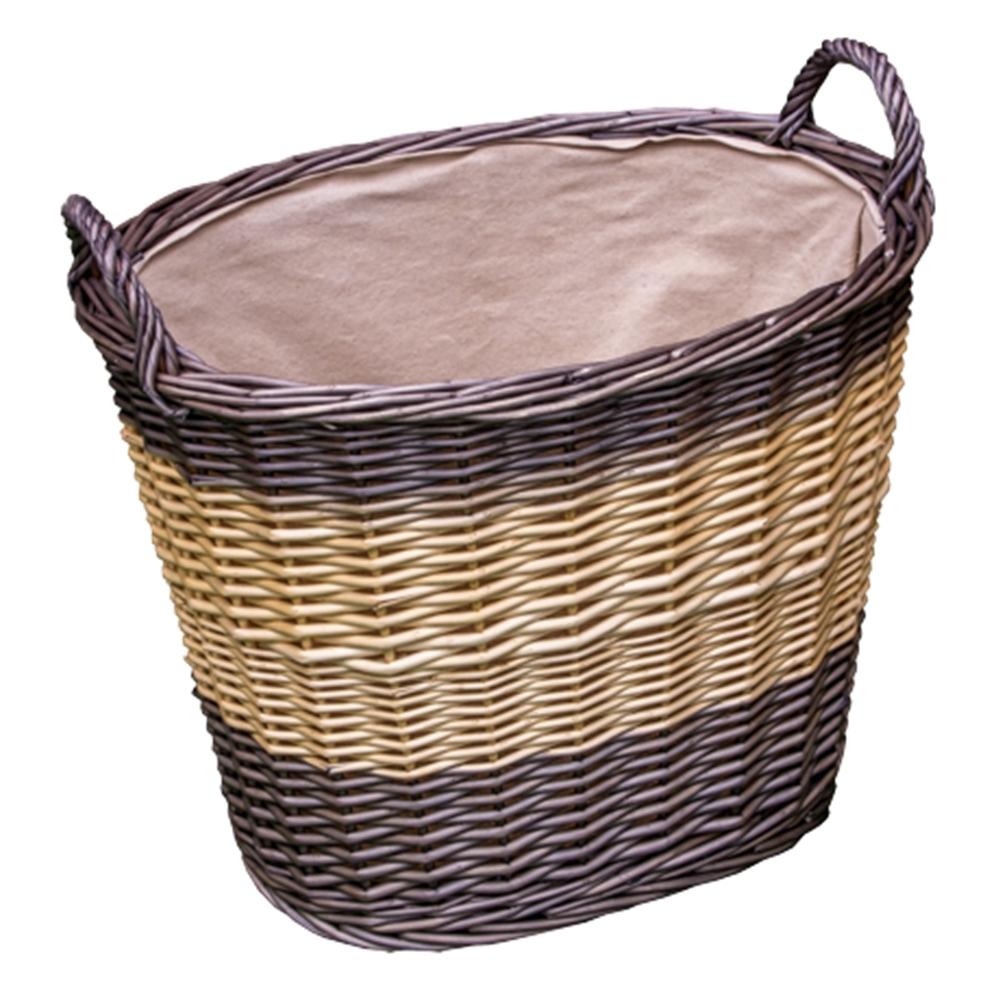 Deep Two Tone Lined Wicker Wash Basket Main image