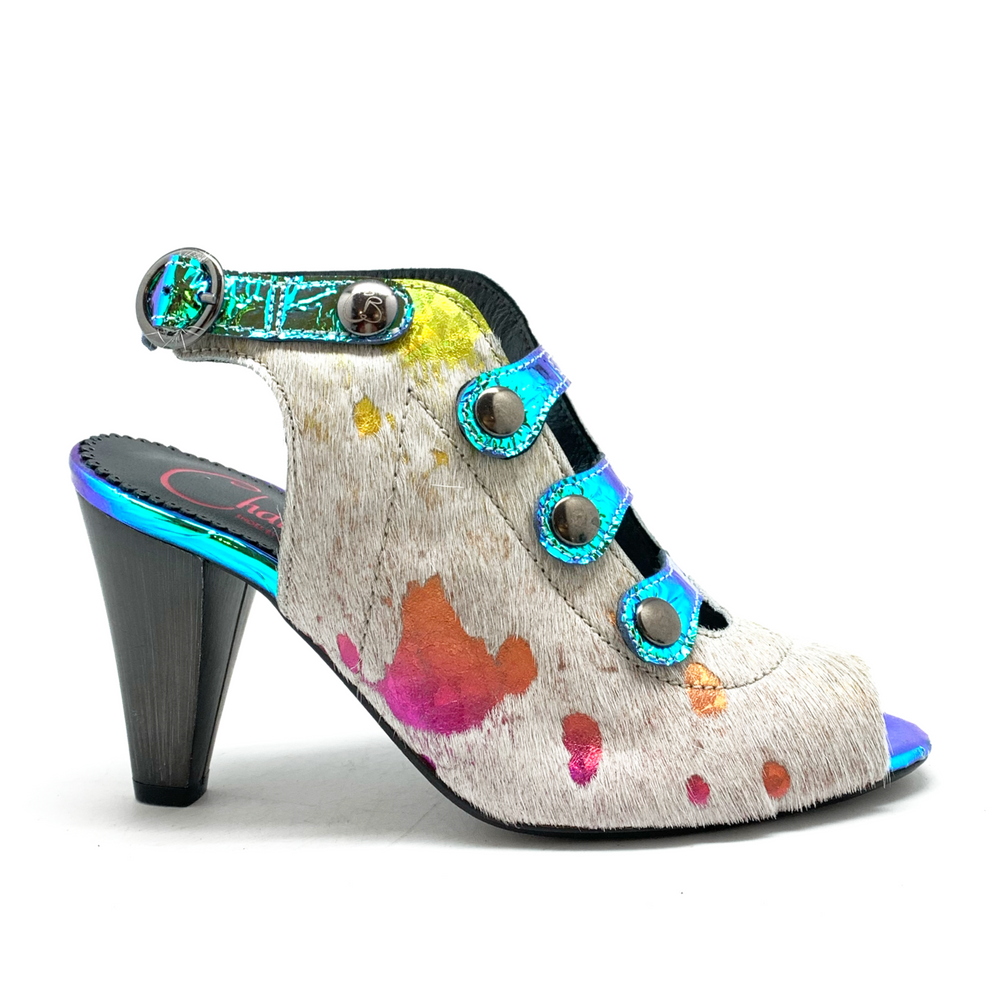 Honey - White Rainbow Blue Foil heel shoe Main image