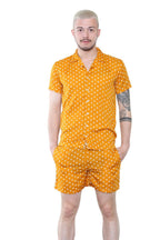 Men's Mustard Polka Dot Shirt and Shorts Set – Retro Summer Co-Ord Outfit
