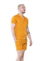 Men's Mustard Polka Dot Shirt and Shorts Set – Retro Summer Co-Ord Outfit