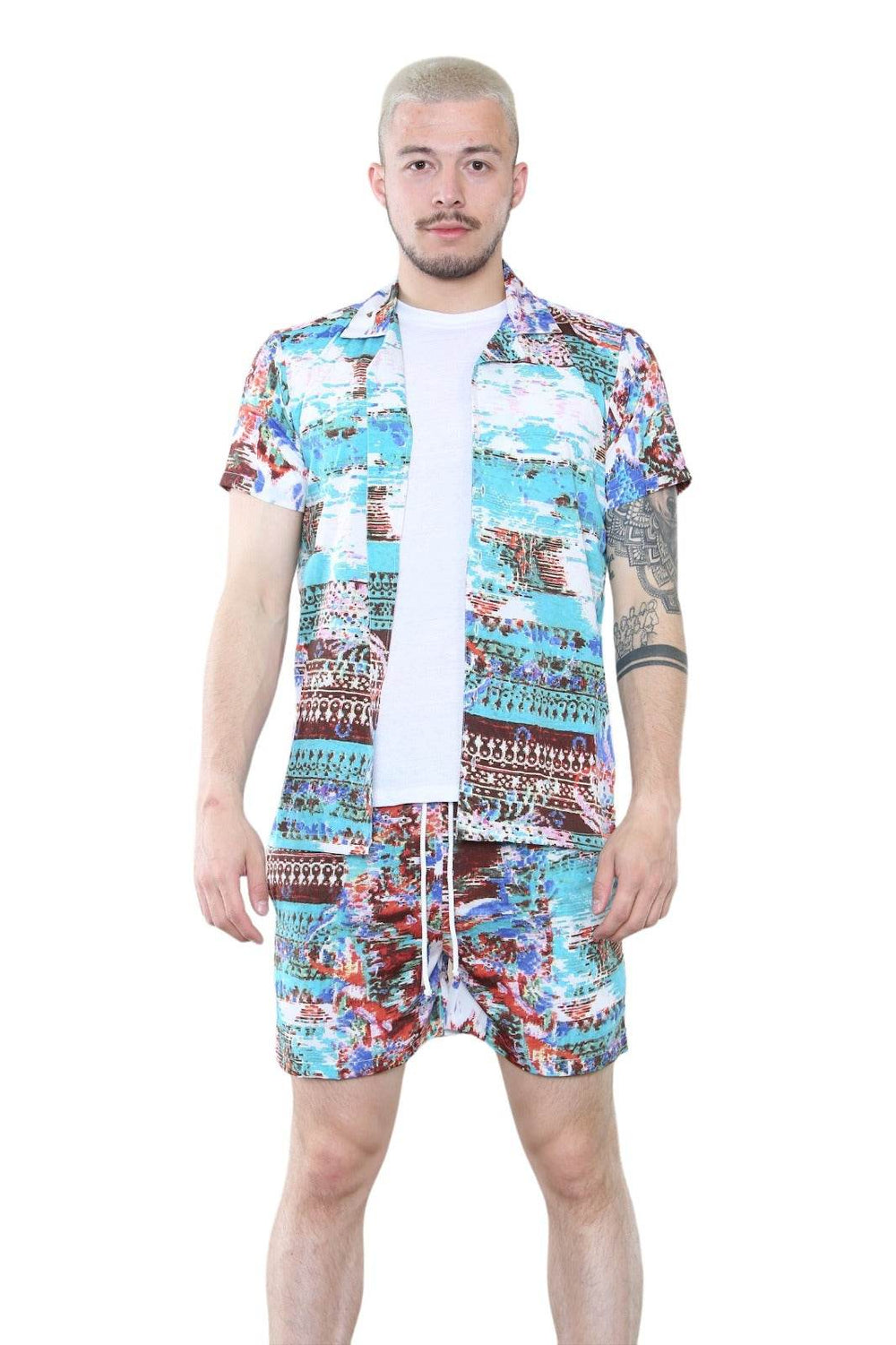 Men's Vibrant Abstract Print Shirt and Shorts Set – Summer Co-Ord Outfit Main image