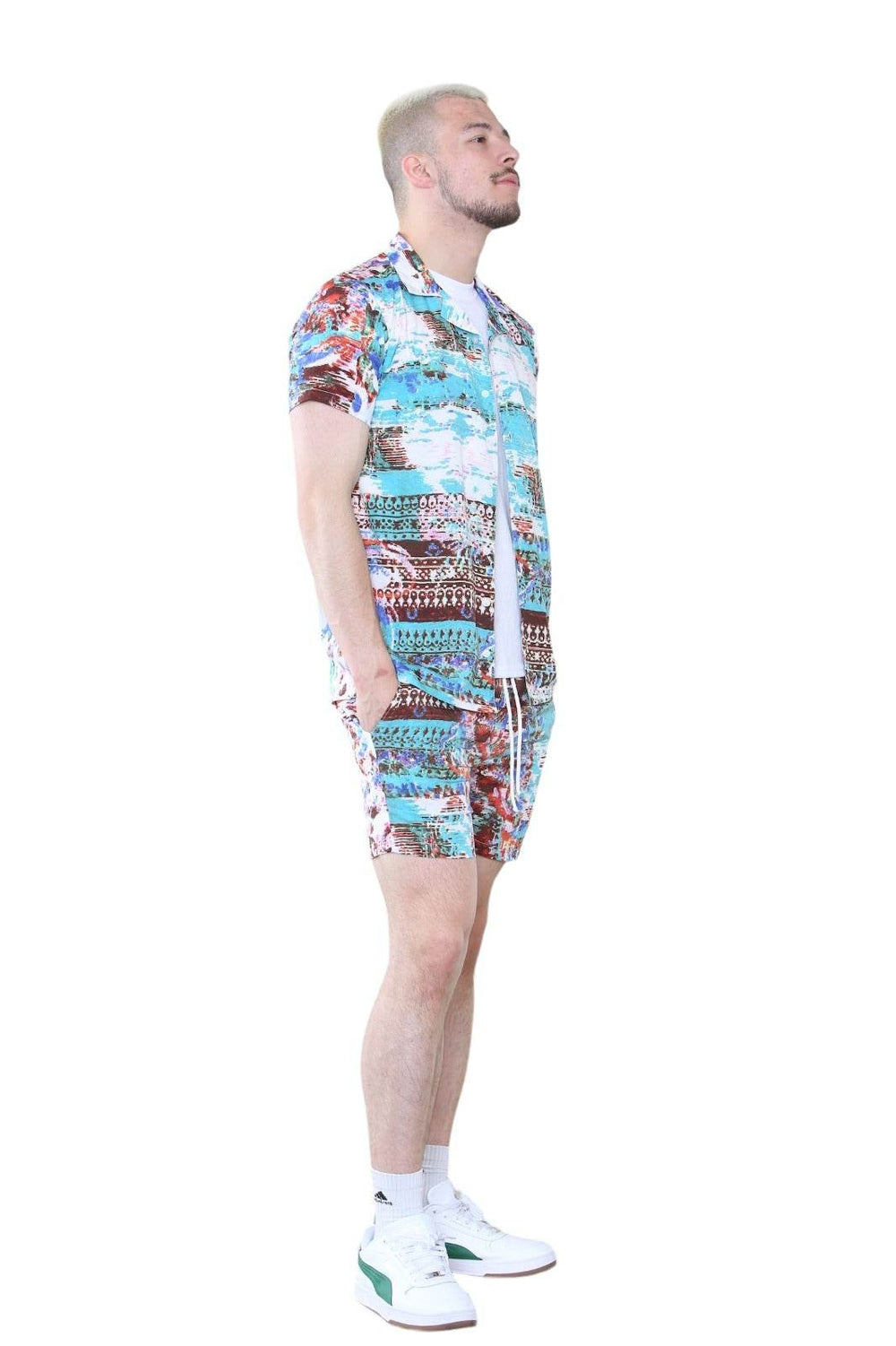 Men's Vibrant Abstract Print Shirt and Shorts Set – Summer Co-Ord Outfit Secondary image