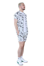 Men's Black and White Floral Summer Co-Ord Set - Shirt and Shorts