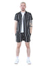 Men's Black Striped Shirt and Shorts Set – Casual Summer Co-Ord Outfit