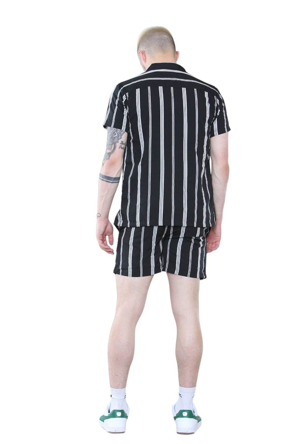 Men's Black Striped Shirt and Shorts Set – Casual Summer Co-Ord Outfit Secondary image
