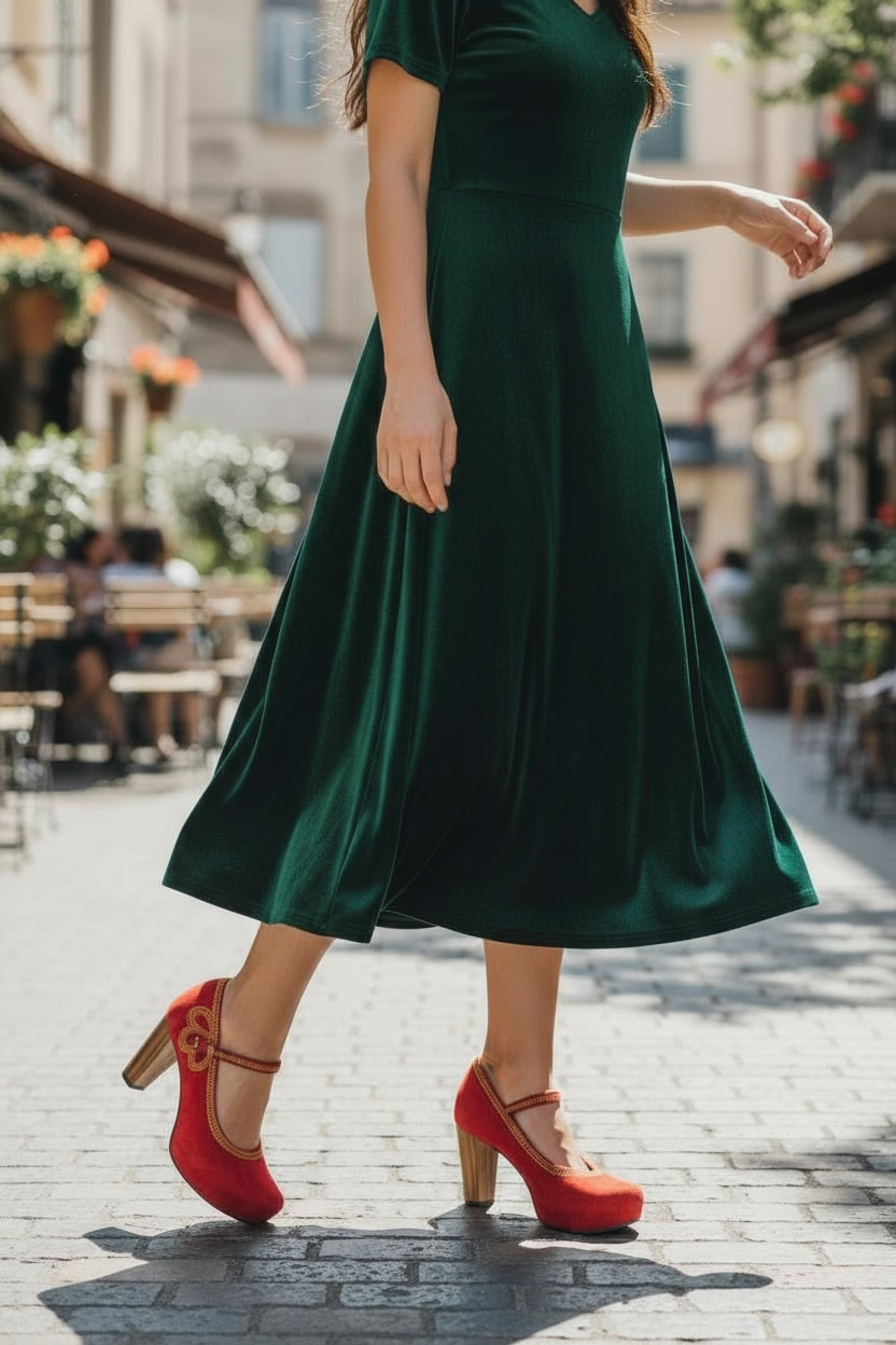 Cognac - Red Suede bar shoe Secondary image