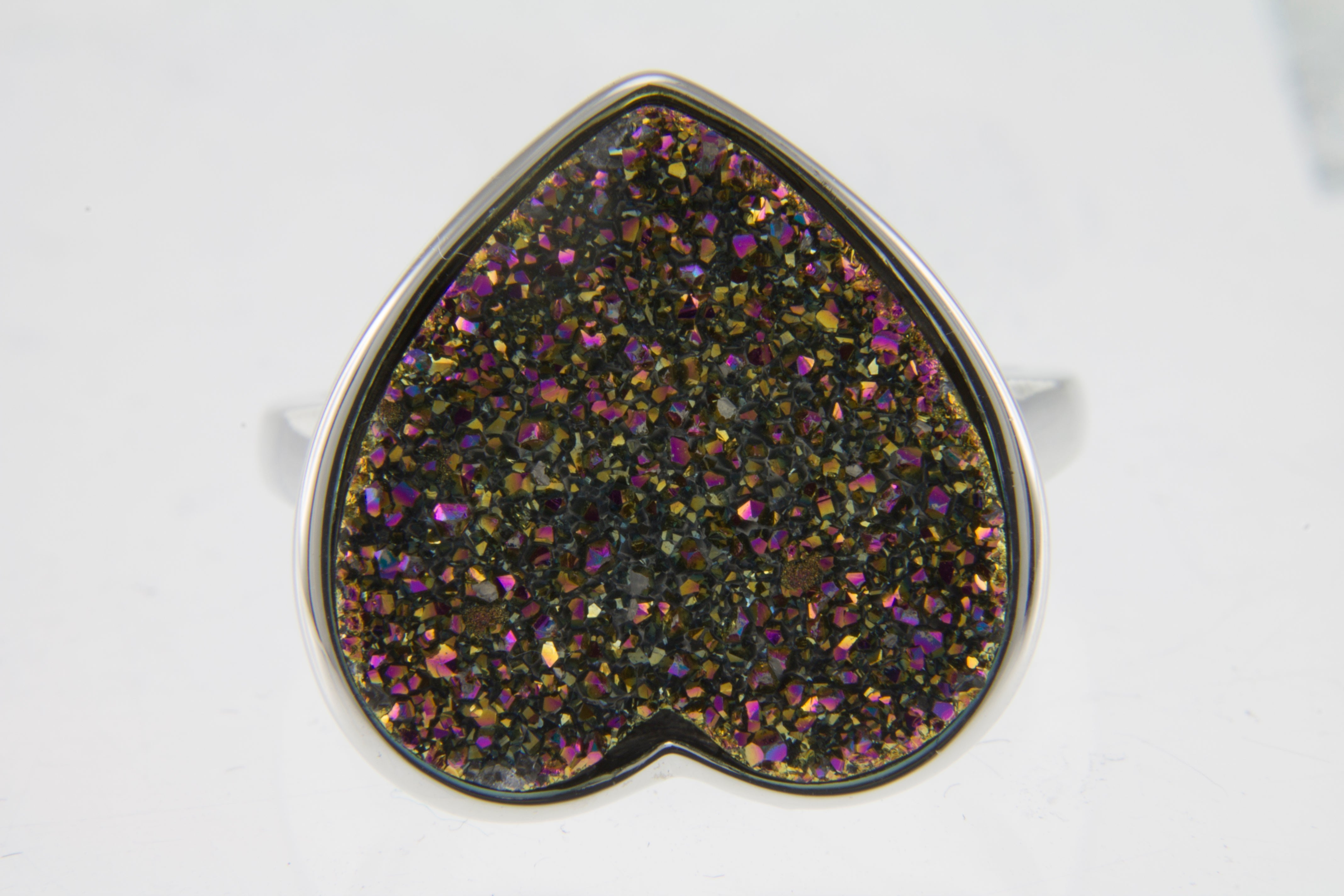 Pearlz Ocean Rainbow Drusy Heart Ring Main image