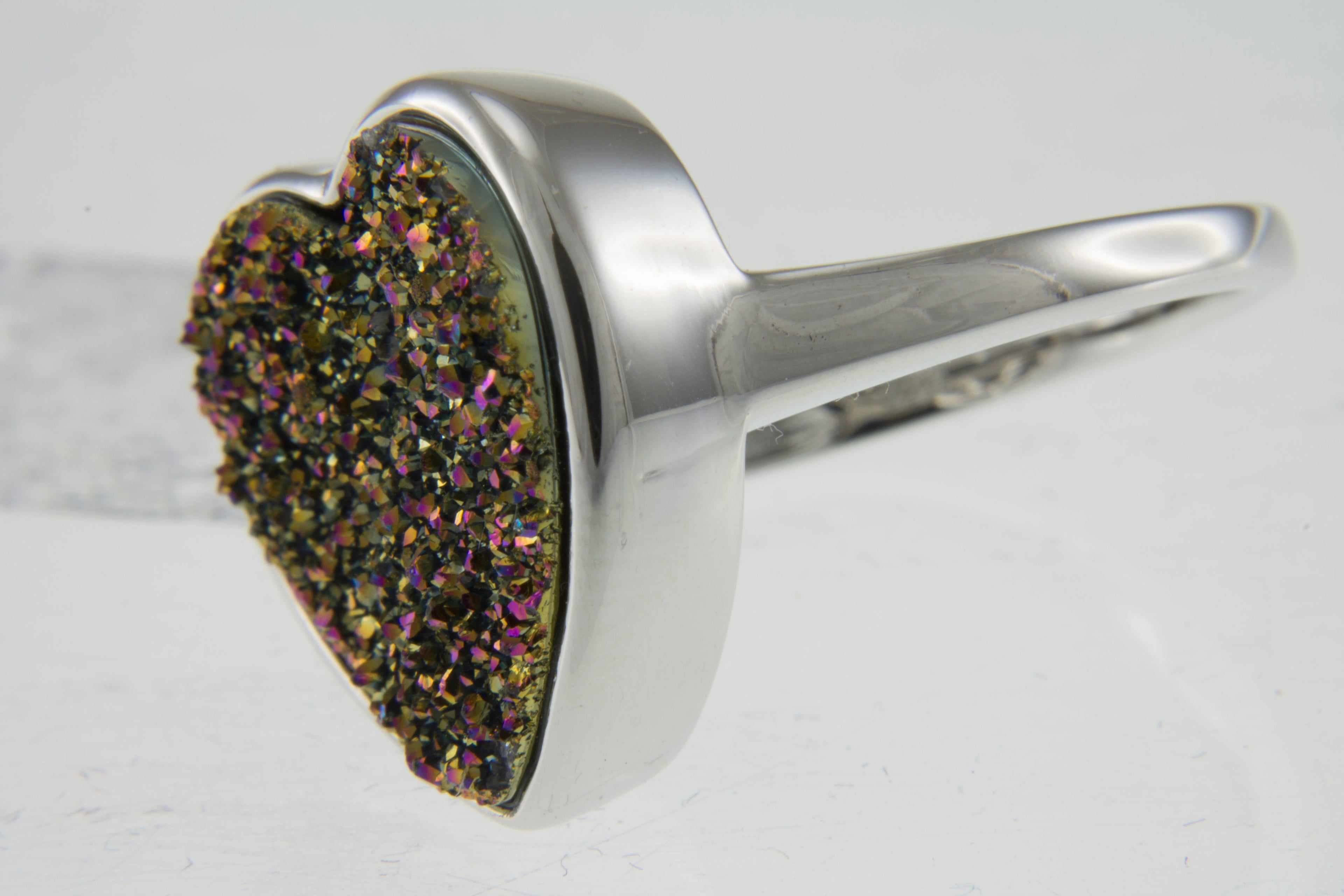 Pearlz Ocean Rainbow Drusy Heart Ring