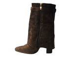 Faux Suede Fold Over Padlock Ankle Boots
