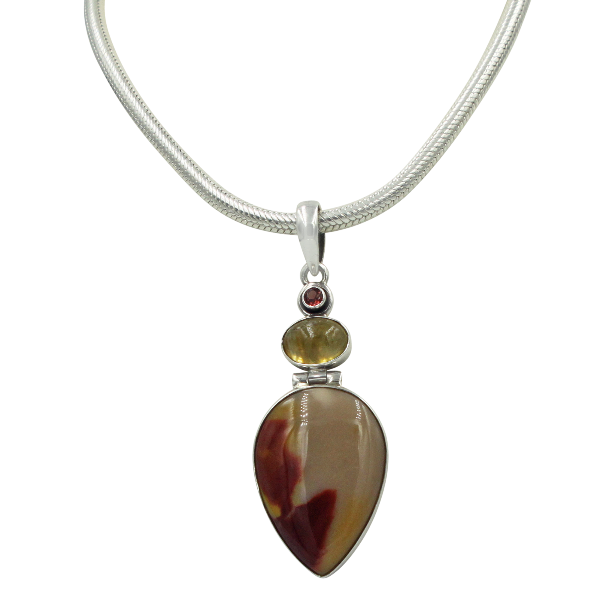 Sundari Classic design of Beautiful Mookaite statement Pendant accent with Citrine and Garnet stones
