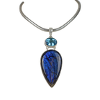 Stunning Large Labradorite and a Beautiful Blue Topaz Statement Pendant