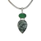Sterling Silver Pedant with a Very Beautiful Seraphinite Pendant Accent With a Sparkling Uvarovite
