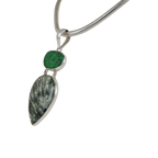 Sterling Silver Pedant with a Very Beautiful Seraphinite Pendant Accent With a Sparkling Uvarovite