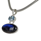 Stunning Labradorite set horizontally and a Beautiful Blue Topaz Statement Sterling silver Pendant