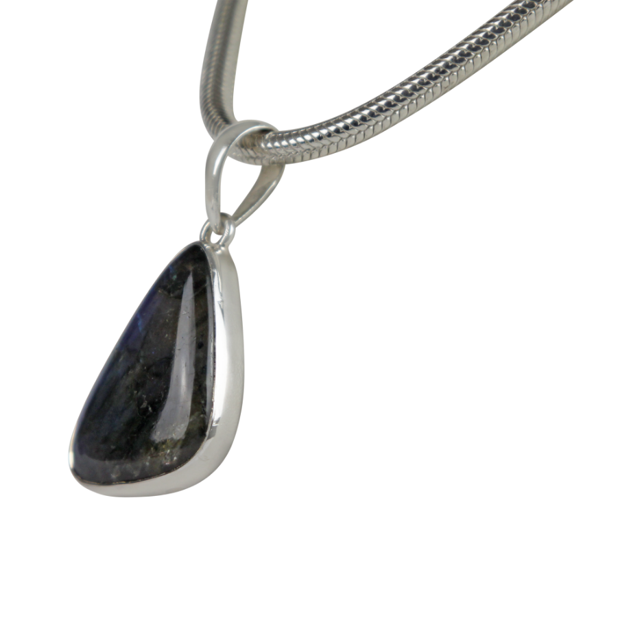 Simple Uncustomary Shape Beautiful Labradorite Set on Sterling Silver Open Back Bazel Secondary image