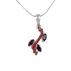 Red Coral Branch Pendant Accent with Faceted Multi-Garnet Stones