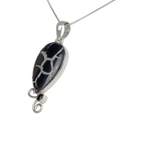 Teardrop shaped Septarian Gronate Pendant Accents with a Smoky Quartz on Silver Work