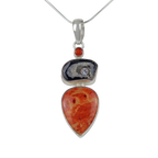 Sponge Coral Statement Pendant Accents with three Complementary Stones