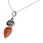 Sponge Coral Statement Pendant Accents with three Complementary Stones