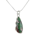Sterling Silver Wrap Over Pendant Set With a Long Teardrop Chrysoprase Stone