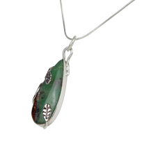 Sterling Silver Wrap Over Pendant Set With a Long Teardrop Chrysoprase Stone