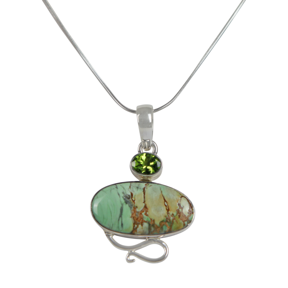 Truly Exquisite Sterling Silver Statement Pendant with a Beautiful and Rare Variscite Crystal as the Main Stone. Main image
