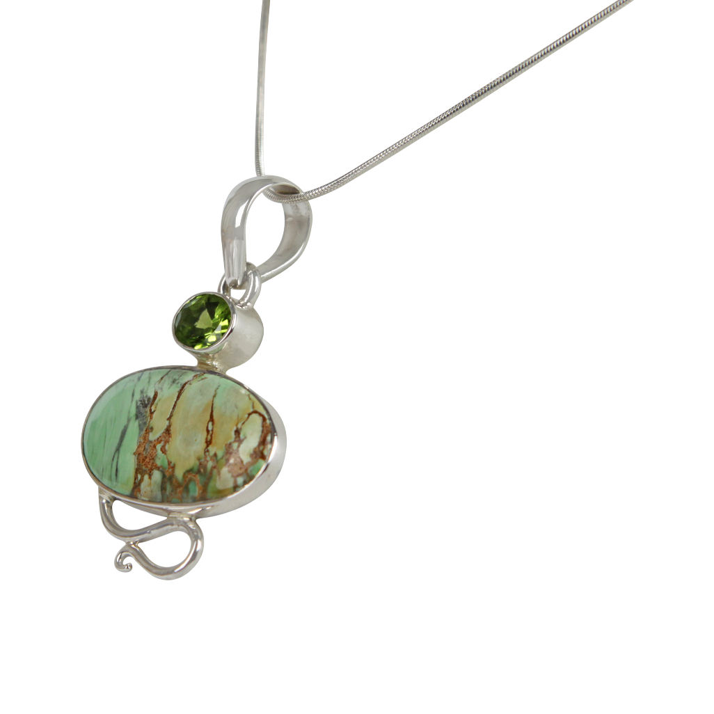 Truly Exquisite Sterling Silver Statement Pendant with a Beautiful and Rare Variscite Crystal as the Main Stone. Secondary image