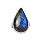 Sundari Jewellery Teardrop Shaped Chunky Labradorite Sterling Silver Ring