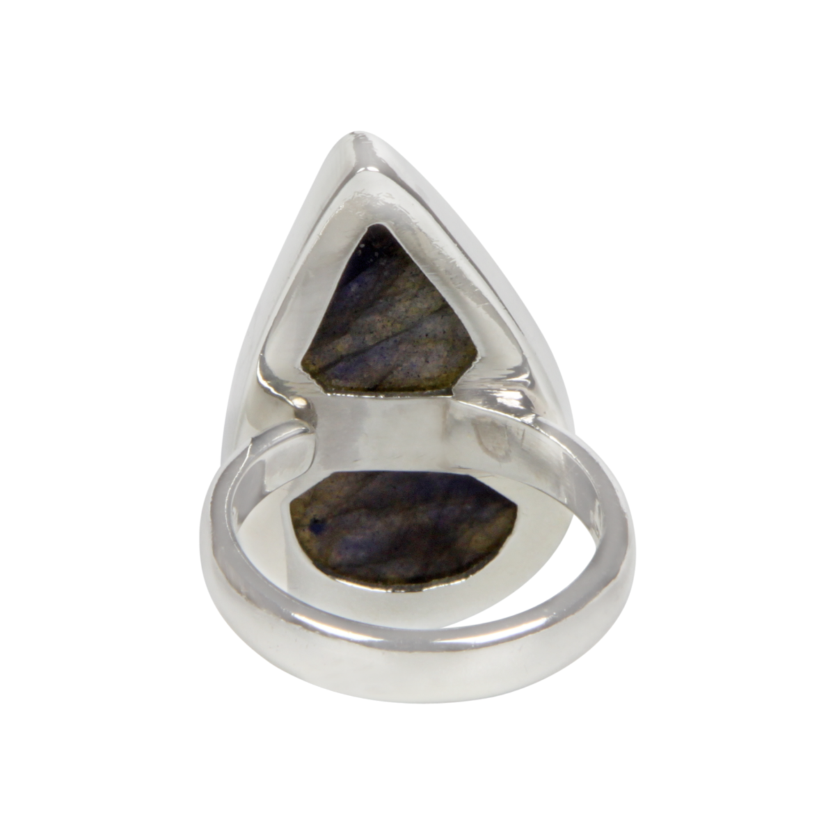 Sundari Jewellery Teardrop Shaped Chunky Labradorite Sterling Silver Ring