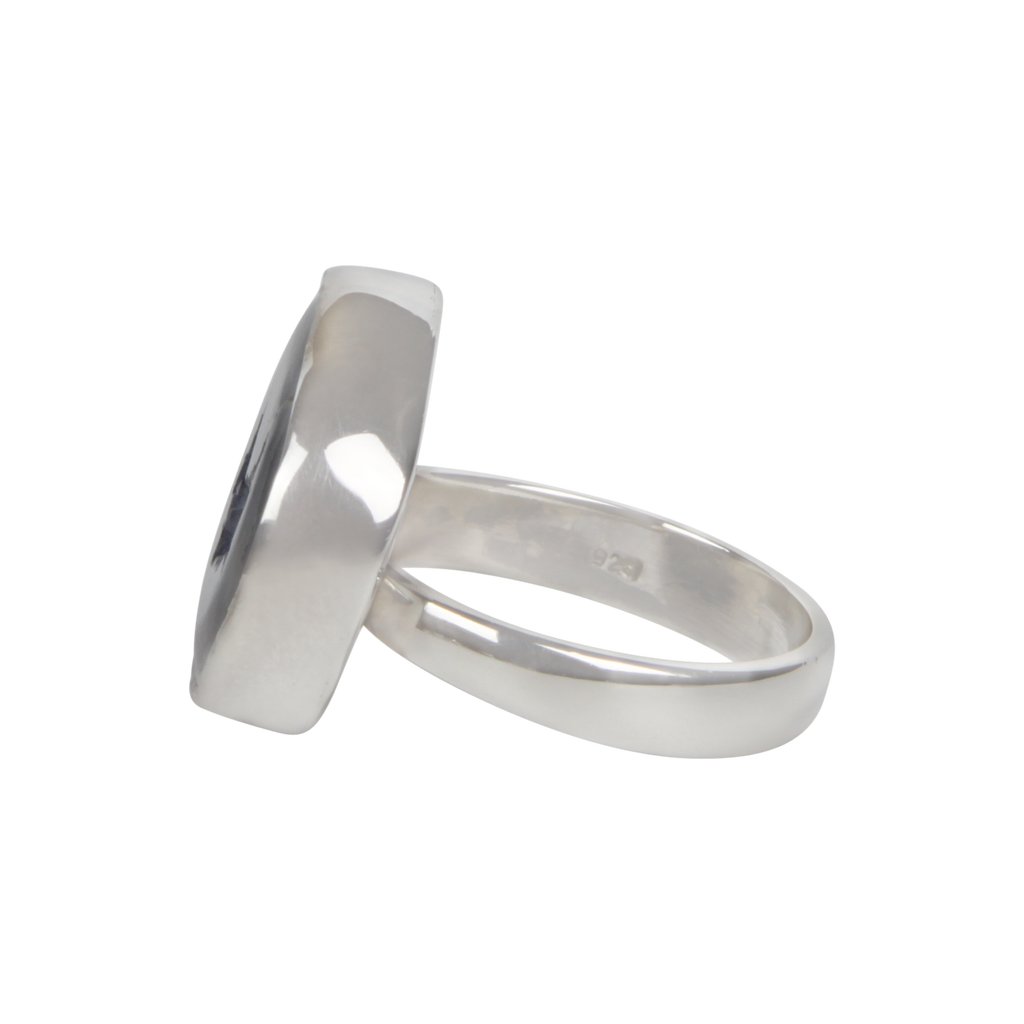 Sundari Jewellery Small Black Agate Sterling Silver Ring