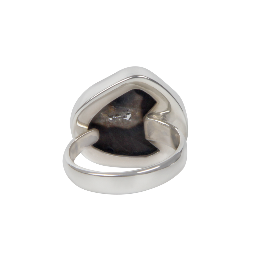 Sundari Jewellery Small Black Agate Sterling Silver Ring
