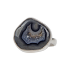 Sundari Jewellery Small Black Agate Sterling Silver Ring