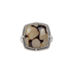 Sundari Jewellery Square Shaped Peanut Wood Jasper Sterling Silver Ring